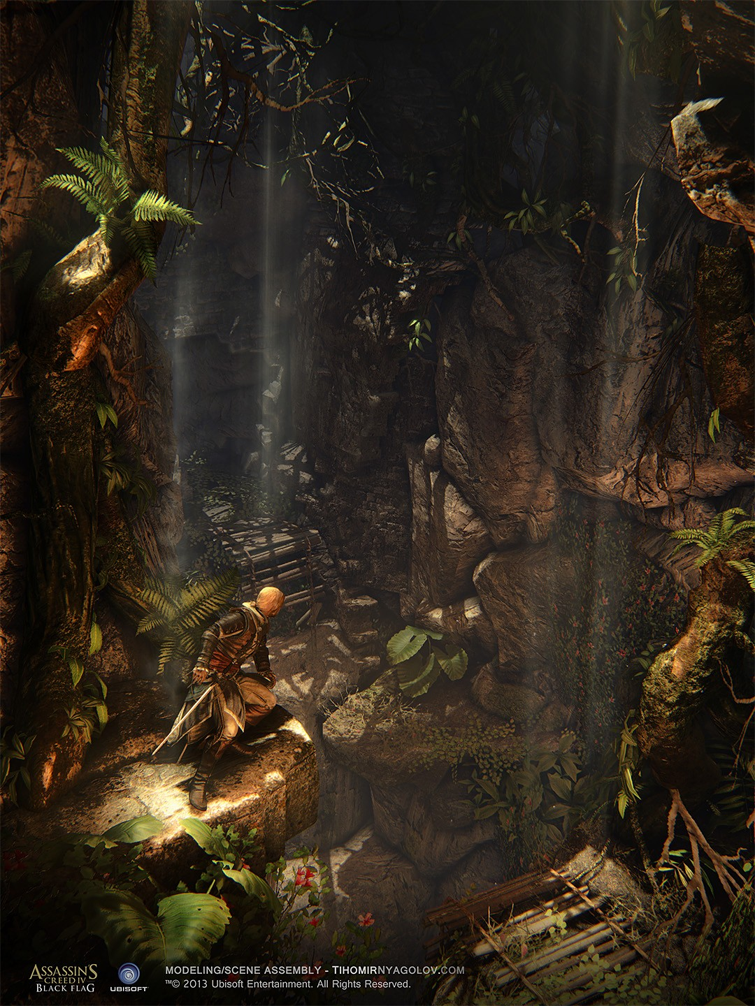 Overgrown Mayan ruins with original artist credits