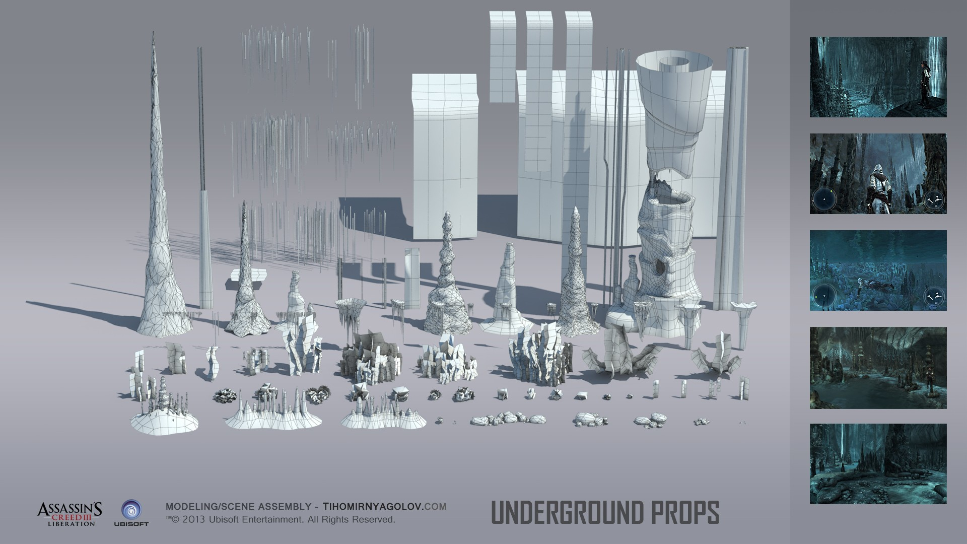 Underground environment props breakdown with original artist credits