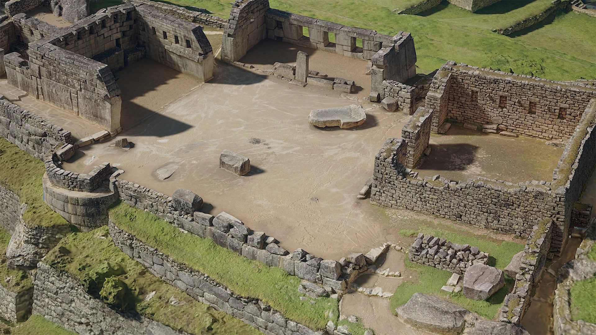 Digitally reconstructed stone courtyard at Machu Picchu