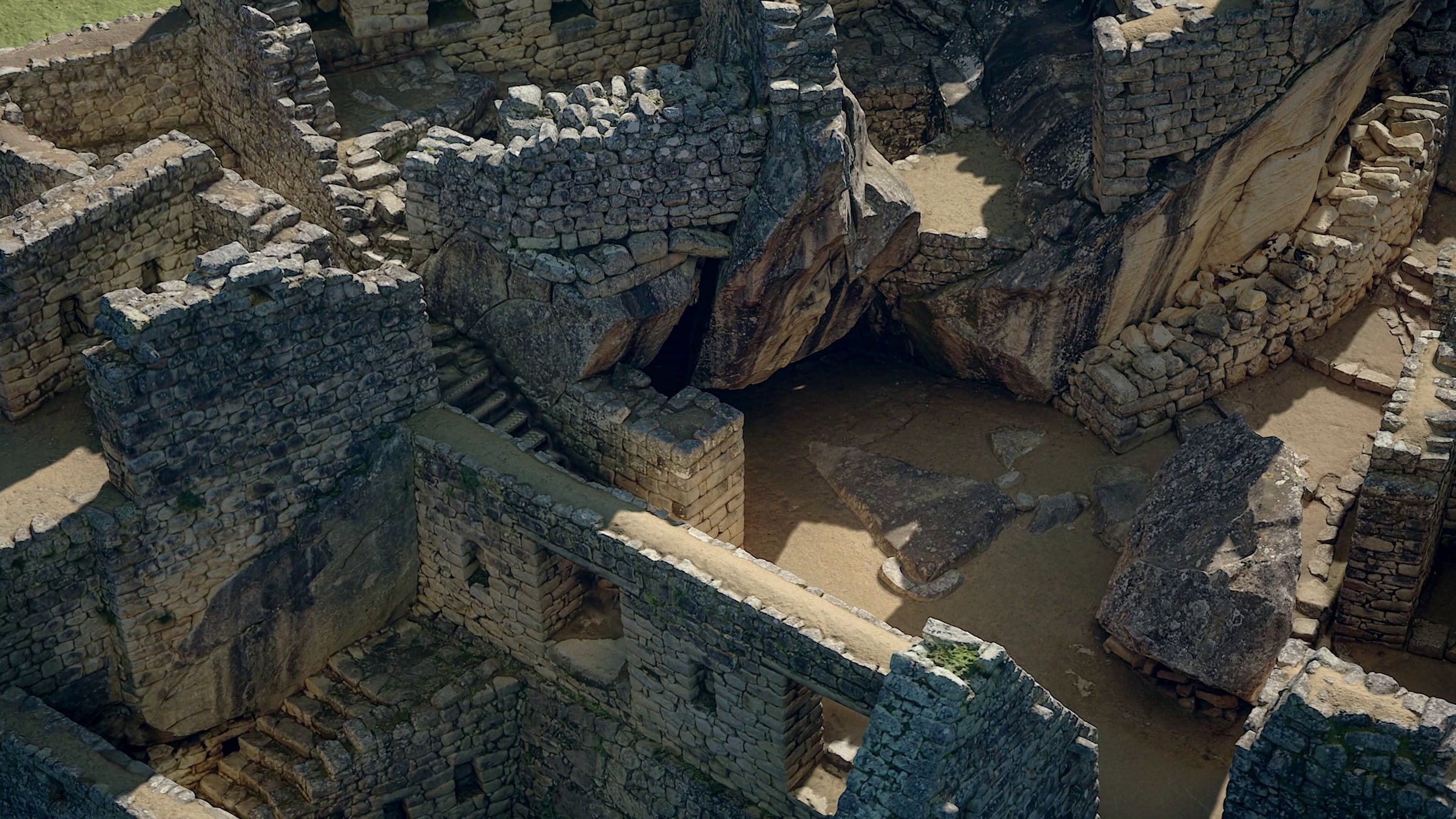 Detailed Machu Picchu stonework reconstruction