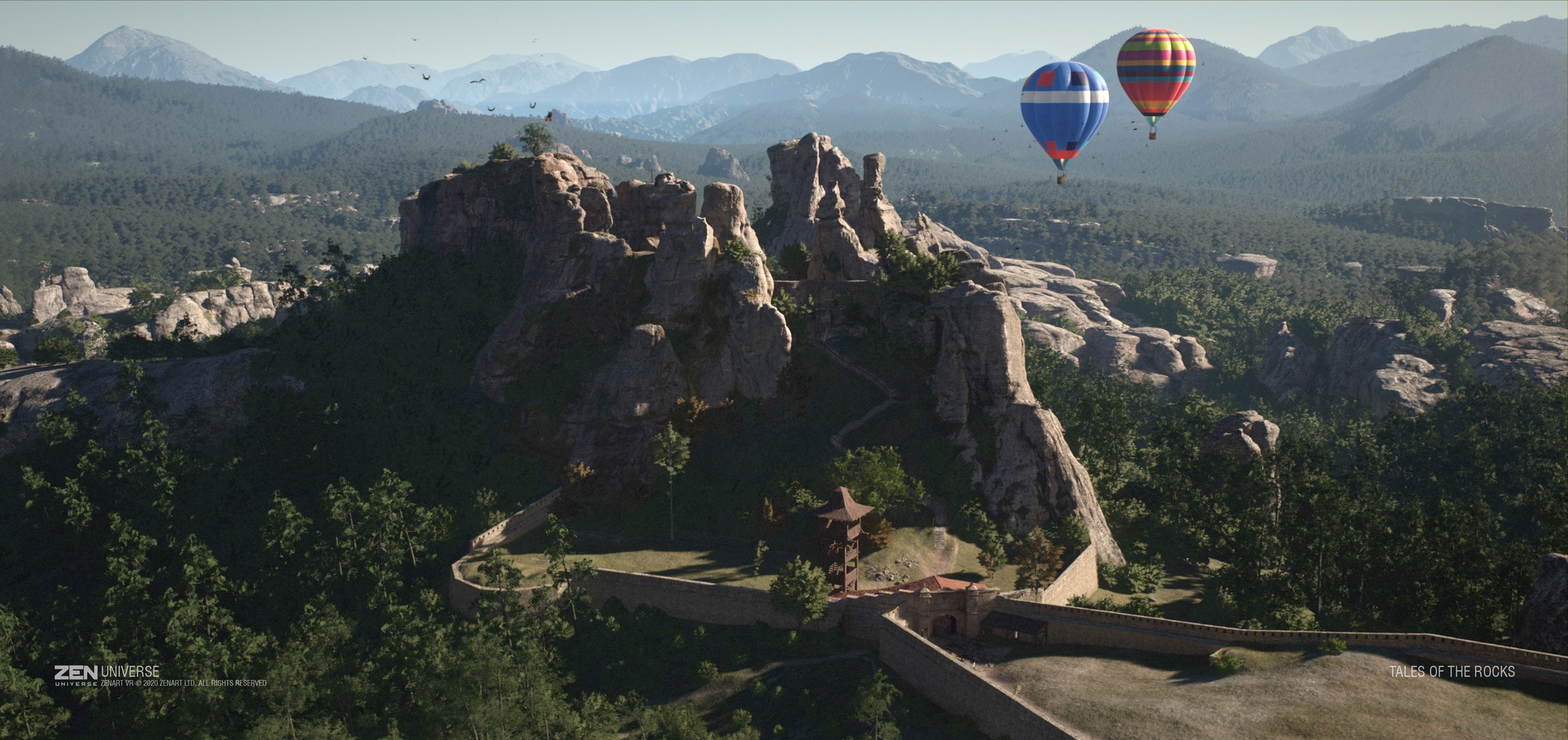 Zen Universe rock landscape and hot air balloons